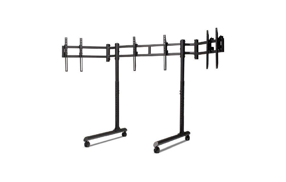 NLR Round Tube Freestanding Triple Monitor Stand